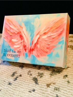 Boutique Pink and Blue Angel Wings Canvas